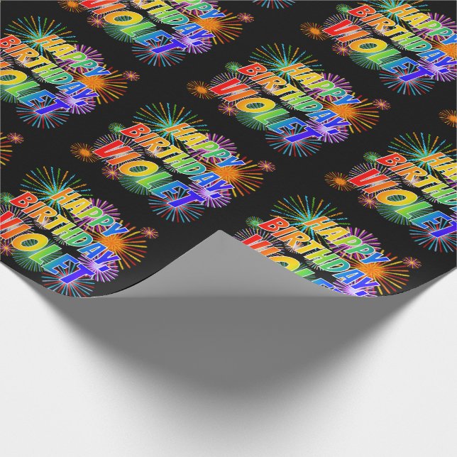 First Name "VIOLET", Fun "HAPPY BIRTHDAY" Wrapping Paper (Corner)