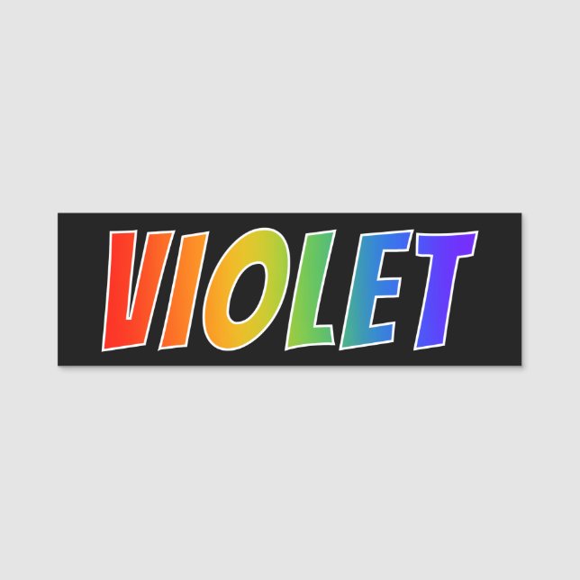 First Name "VIOLET": Fun Rainbow Colouring Tag (Front)