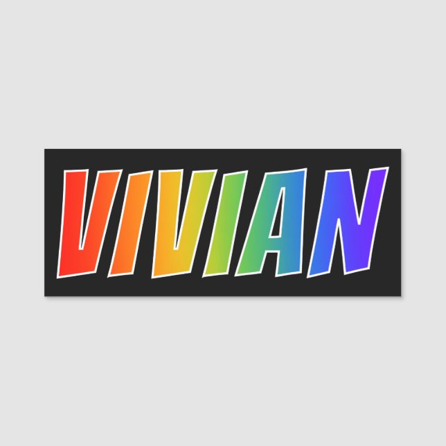 First Name "VIVIAN": Fun Rainbow Colouring Tag (Front)