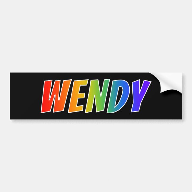 First Name "WENDY": Fun Rainbow Colouring Bumper Sticker (Front)