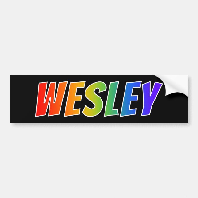 First Name "WESLEY": Fun Rainbow Colouring Bumper Sticker (Front)