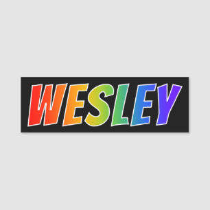 First Name "WESLEY": Fun Rainbow Colouring Tag