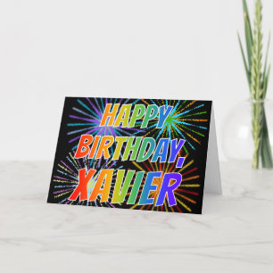 First Name "XAVIER" Fun "HAPPY BIRTHDAY" Card