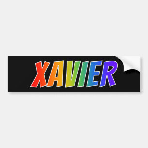 First Name "XAVIER": Fun Rainbow Colouring Bumper Sticker