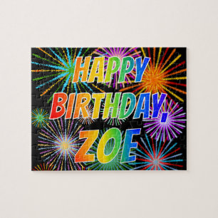 First Name "ZOE", Fun "HAPPY BIRTHDAY" Jigsaw Puzzle