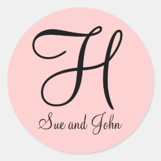 First Names and Last Initial Black on Pink Sticker