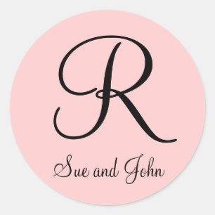 First Names and Last Initial Black on Pink Sticker