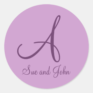 First Names and Last Initial Mauve A Classic Round Sticker