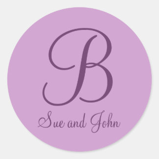 First Names and Last Initial Mauve B Classic Round Sticker