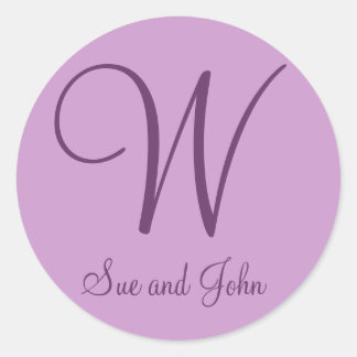 First Names and Last Initial Mauve W Classic Round Sticker