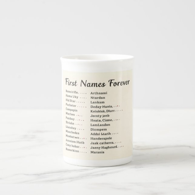 First Names Forever Personalised Family Name List  Bone China Mug (Front)