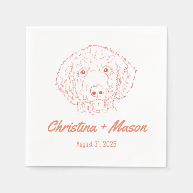 First Names Poodle Wedding Napkins (Front)