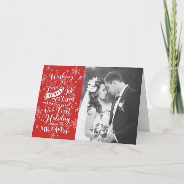 First Newlywed Holiday Hand-Drawn | Red | Photo (Front)