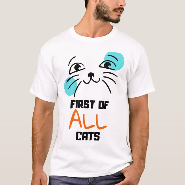 First of All, Cats – Cute Cat Face Tee (Front)