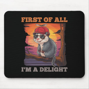 First Of All I39m A Delight Retro Sunset Possum  Mouse Mat