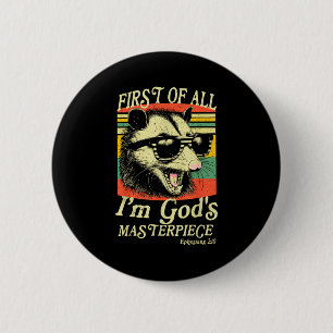 First Of All I’m God’s Masterece Raccoon Retro Ver 6 Cm Round Badge