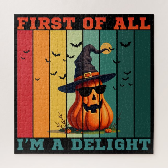 FIRST OF ALL I'M A DELIGHT FUNNY PUMPKIN GIFT JIGSAW PUZZLE (Vertical)
