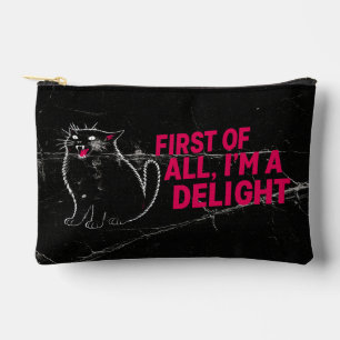 First Of All I'm A Delight Roaring Black Cat Accessory Pouch