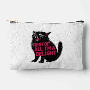 First Of All I'm A Delight Roaring Black Cat Accessory Pouch
