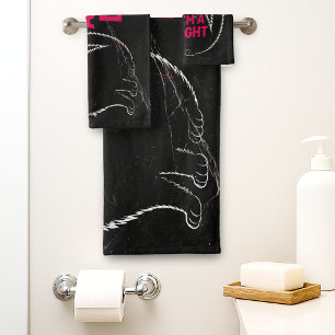 First Of All I'm A Delight Roaring Black Cat Bath Towel Set