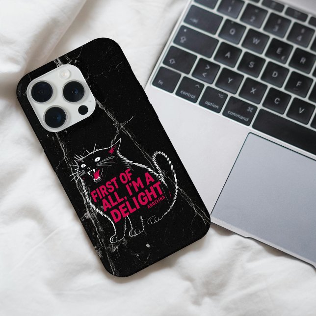 First Of All I'm A Delight Roaring Black Cat iPhone Case (Creator Uploaded)