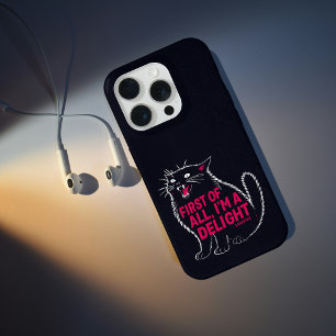 First Of All I'm A Delight Roaring Black Cat iPhone 15 Pro Case