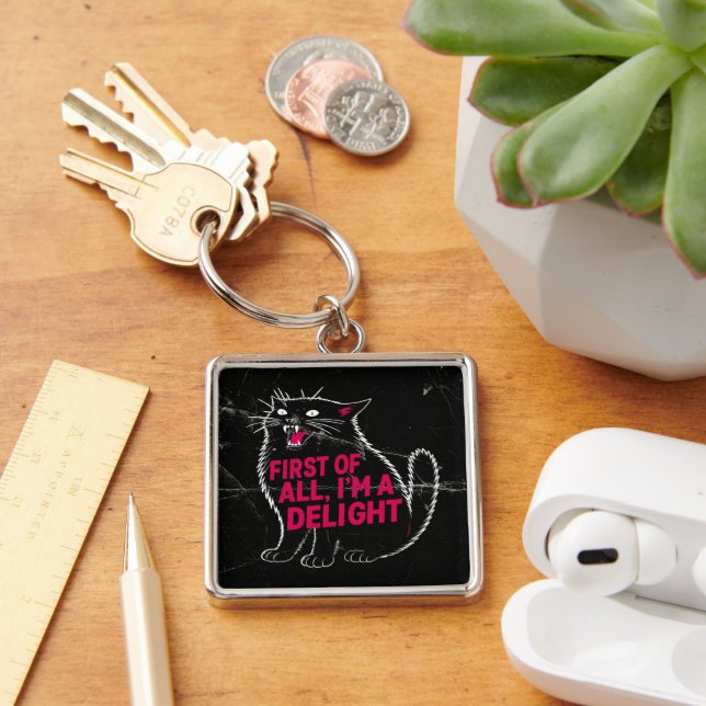 First Of All I'm A Delight Roaring Black Cat Key Ring (Desk)