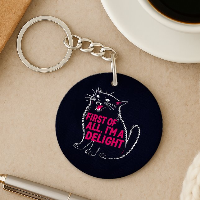 First Of All I'm A Delight Roaring Black Cat Key Ring (Creator Uploaded)