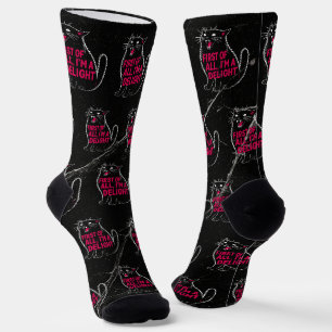 First Of All I'm A Delight Roaring Black Cat Socks