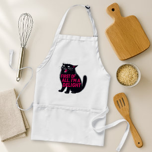First Of All I'm A Delight Roaring Black Cat Standard Apron
