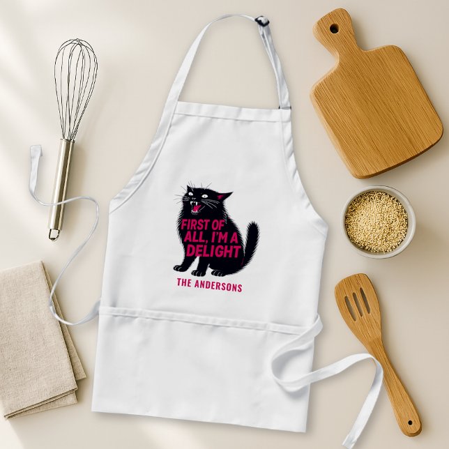 First Of All I'm A Delight Roaring Black Cat Standard Apron (Creator Uploaded)