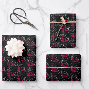 First Of All I'm A Delight Roaring Black Cat Wrapping Paper Sheet