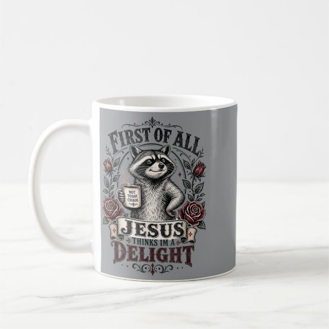 First Of All Jesus Thinks Im A Delight Frog Meme Coffee Mug (Left)