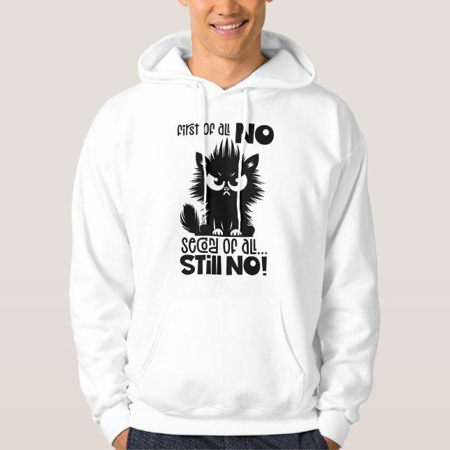 First Of All, No Funny Cat Lover Gift  Hoodie (Front)
