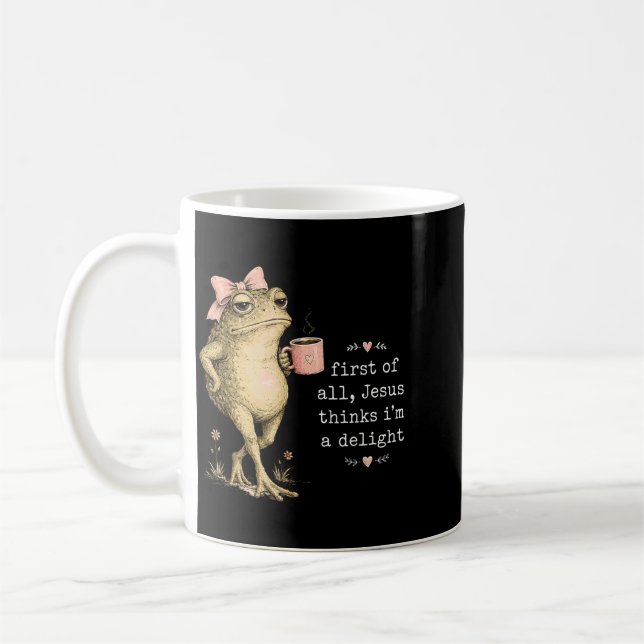 First Of Jesus Thinks A Delight Christian Frog Coffee Mug (Left)