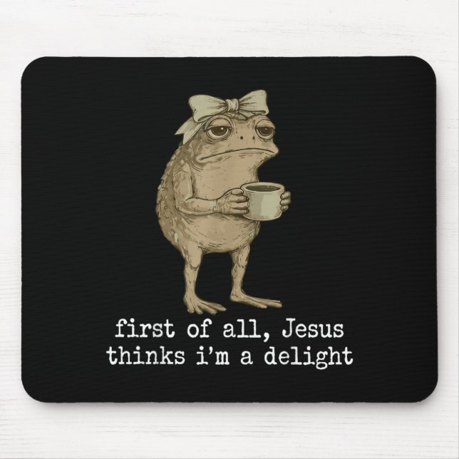 First Of Jesus Thinks A Delight Cute Bow Toad Frog Mouse Mat (Front)