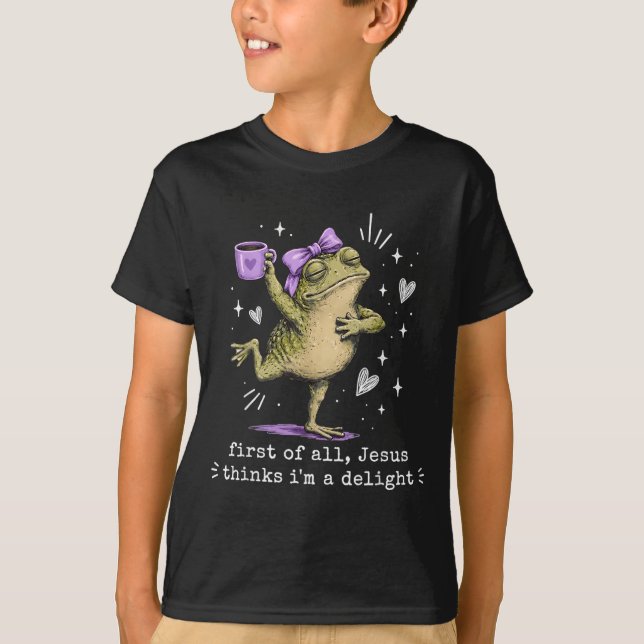 First Of Jesus Thinks A Delight Frog Meme Artwork T-Shirt (Front)