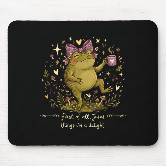 First Of Jesus Thinks A Delight Frog Meme Graphic Mouse Mat (Front)