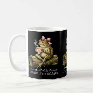 First Of Jesus Thinks A Delight Funny Frog Meme Coffee Mug