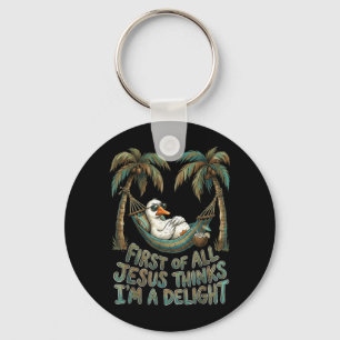 First Of Jesus Thinks A Delight Funny Goose Art Key Ring