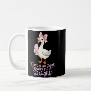 First Of Jesus Thinks A Delight Funny Goose Meme Coffee Mug