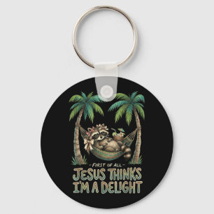 First Of Jesus Thinks A Delight Racoon Design 20 Key Ring