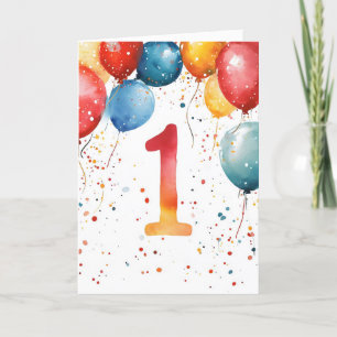 First One Birthday Balloons Holiday Card