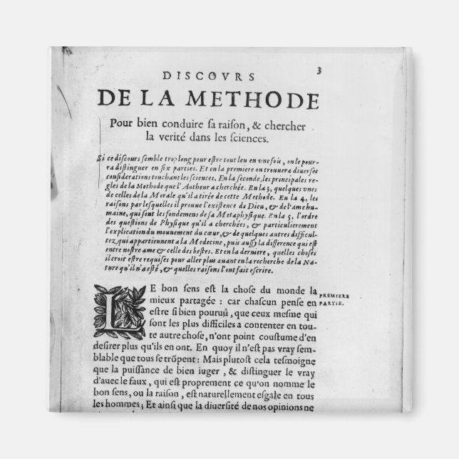 First page of 'Discours de la Methode' by Rene Magnet (Front)