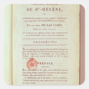 First page of 'Memorial de Sainte-Helene' Square Sticker