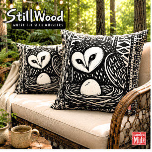 FIRST PEEP • StillWood • Barn Owl Cushion