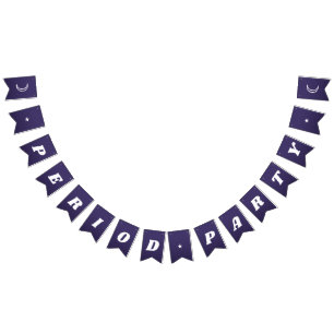 First Period Cute Dark Purple Groovy Lettering Bunting