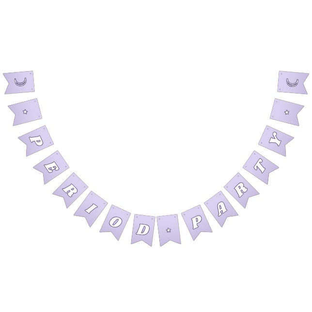 First Period Cute Lavender Purple Funky Lettering Bunting (All)