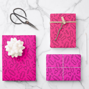 First Period Party Hot Pink Tampon Pad Pattern Wrapping Paper Sheet