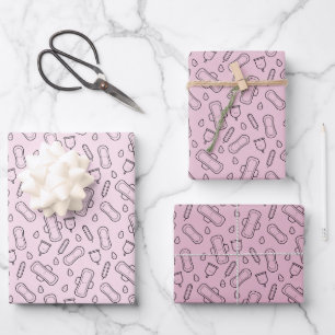 First Period Party Pastel Pink Tampon Pad Pattern Wrapping Paper Sheet